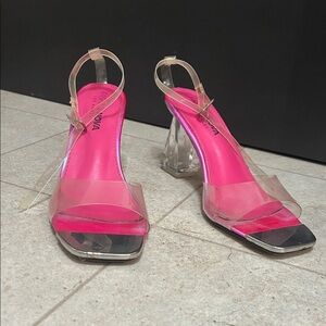 Fashion Nova Hot Pink and Clear Heels